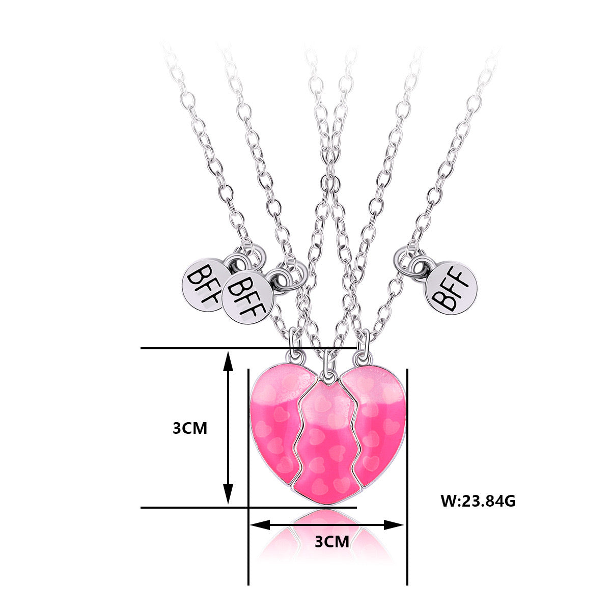 Lot de 3 Colliers D'amitié Aimantés - Coeur Licorne Paillettes - BFF - Best Friends Forever - Amitié - Pendentif Aimanté - Mignon