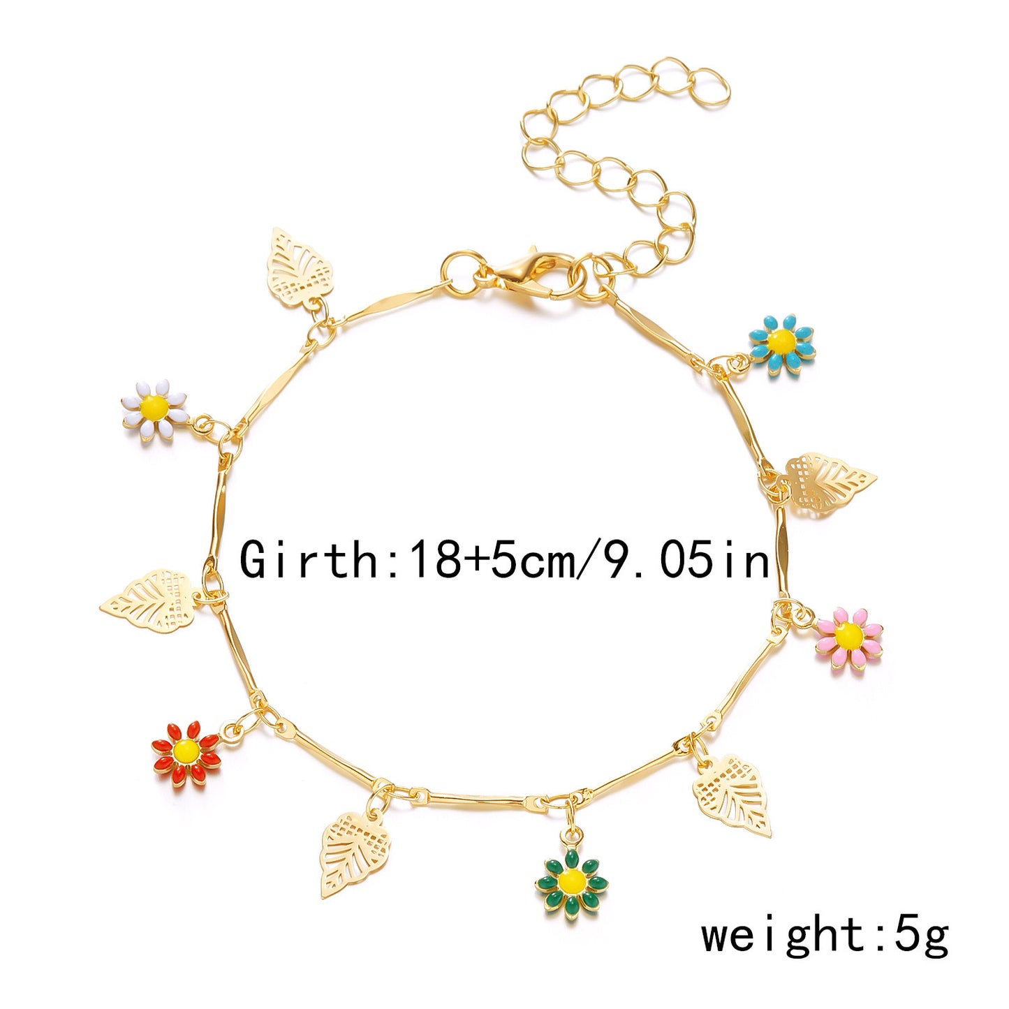 Bracelets Adultes Fleurs Marguerites - Mignon - Alliage Plaqué Or