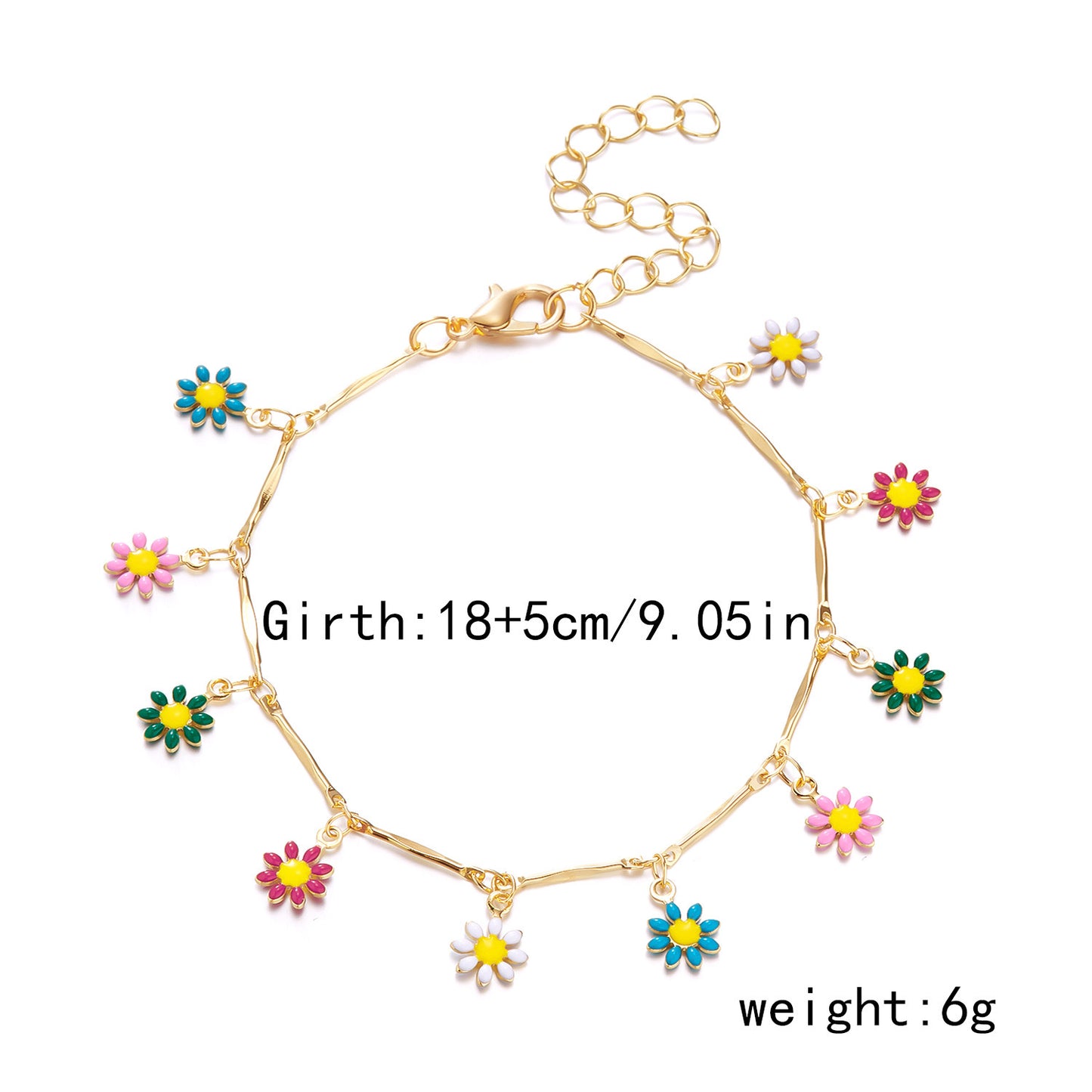 Bracelets Adultes Fleurs Marguerites - Mignon - Alliage Plaqué Or