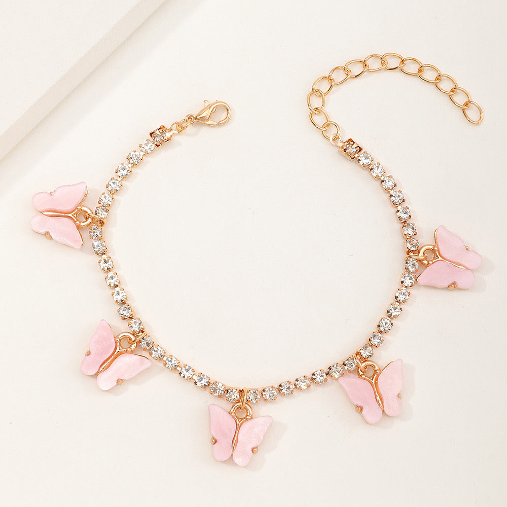 Bracelet Papillons pour Enfants - Mignon - Strass - Alliage