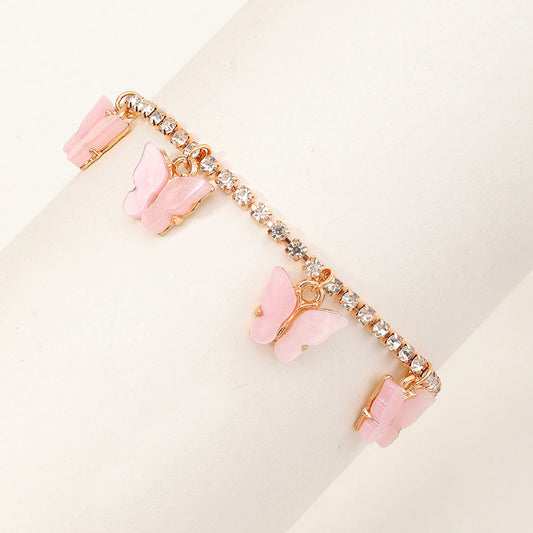 Bracelet Papillons pour Enfants - Mignon - Strass - Alliage