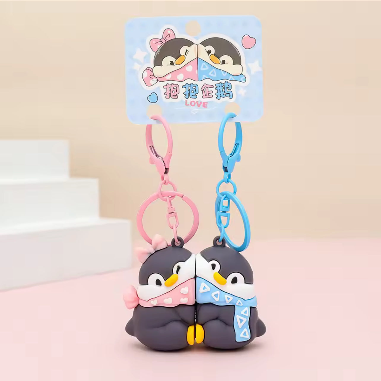 Porte Clés - Mignon Pingouins - A Partager - Aimanté - Amoureux - Meilleurs Amis - Pendentif Sac - BFF - Best Friends - Amitié
