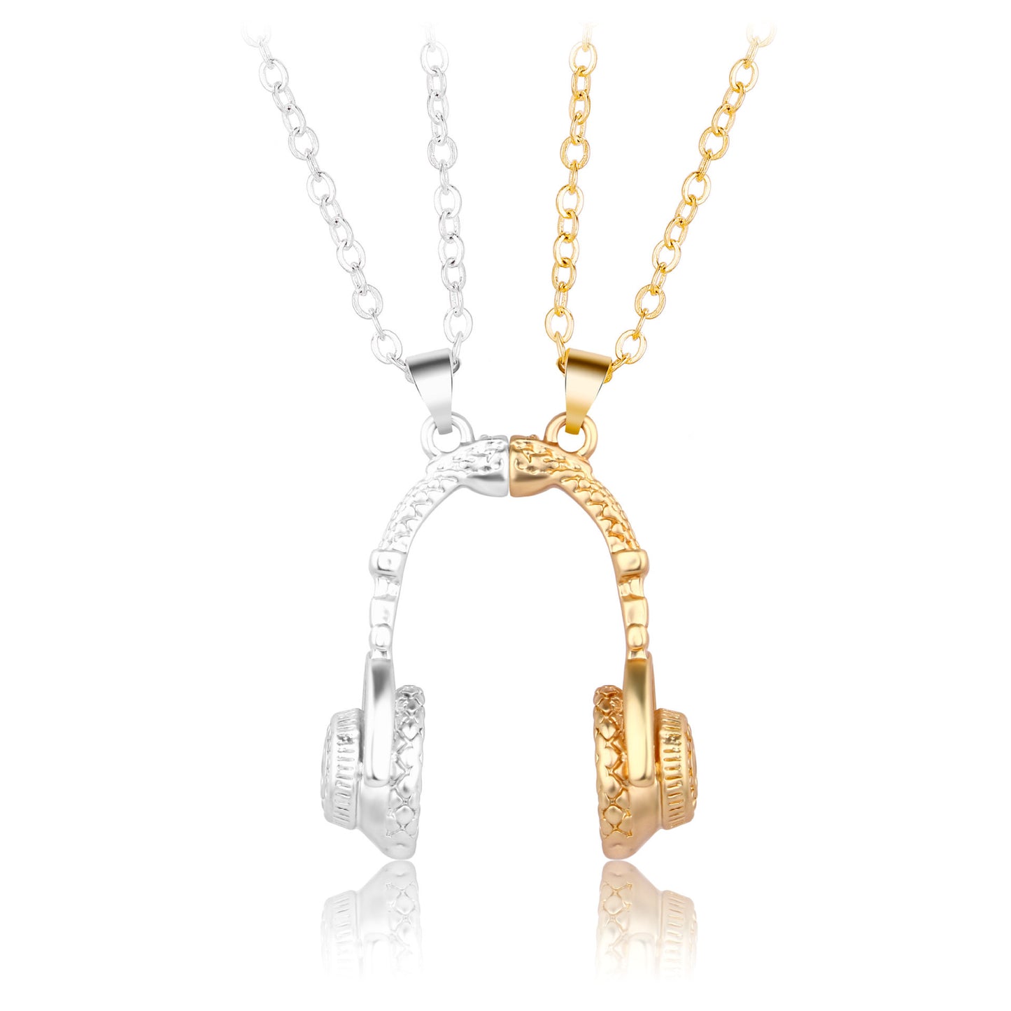 Lot de 2 Colliers D'amitié - Casque Ecouteurs Musique - BFF - Best Friends Forever - Pendentif Aimanté - Amoureux Couple Amitié