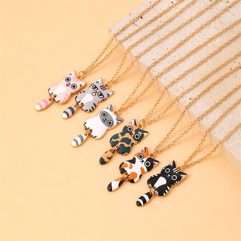 Collier Chat Chaton - Fantaisie - Amoureux des Chats - Mignon Doré Alliage
