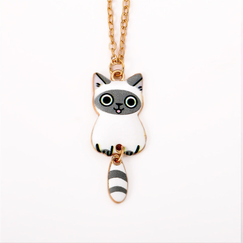 Collier Chat Chaton - Fantaisie - Amoureux des Chats - Mignon Doré Alliage
