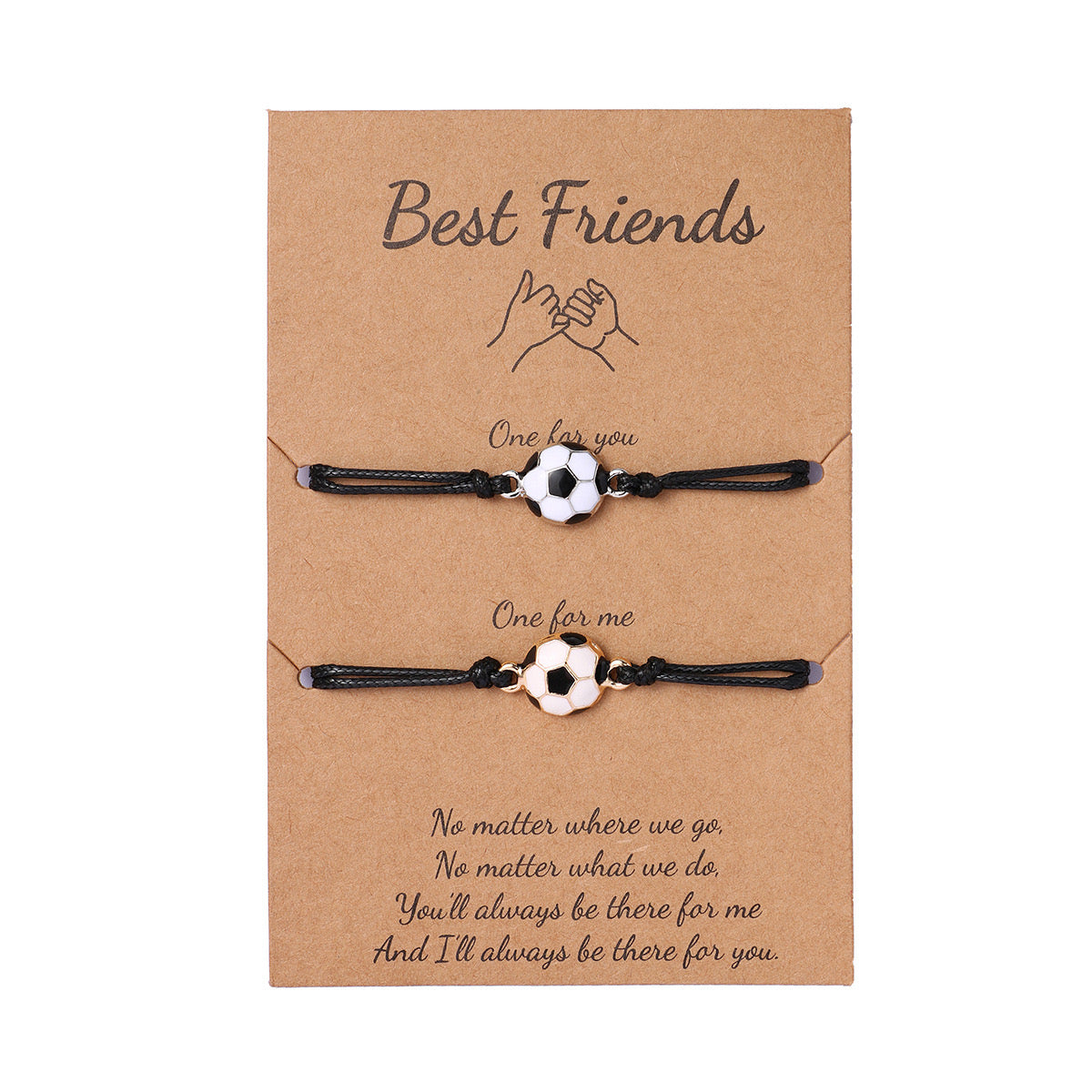 Set of 2 Adjustable Football Friendship Cord Bracelets - BFF Best Friends Forever - Fancy - To share