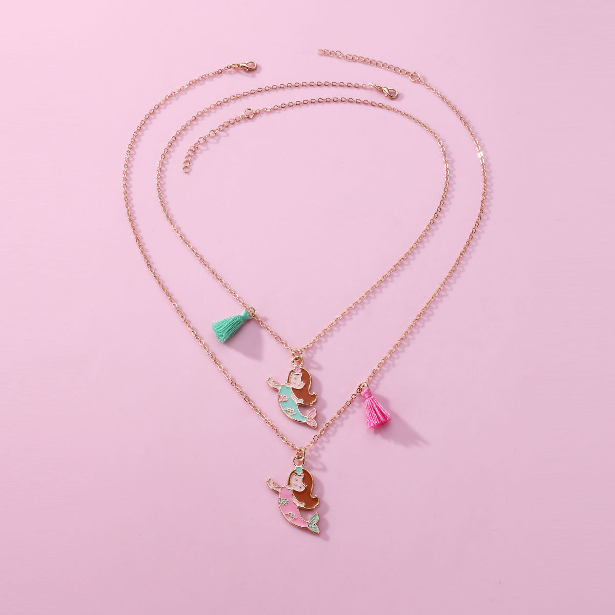 Lot de 2 Colliers D'amitié - Sirène Pompon - BFF - Best Friends Forever - Pendentif Doré ou Argenté - A partager