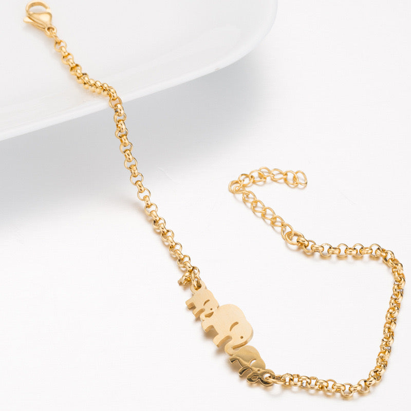 Bracelet 3 Éléphants - Acier Inoxydable - Mignon