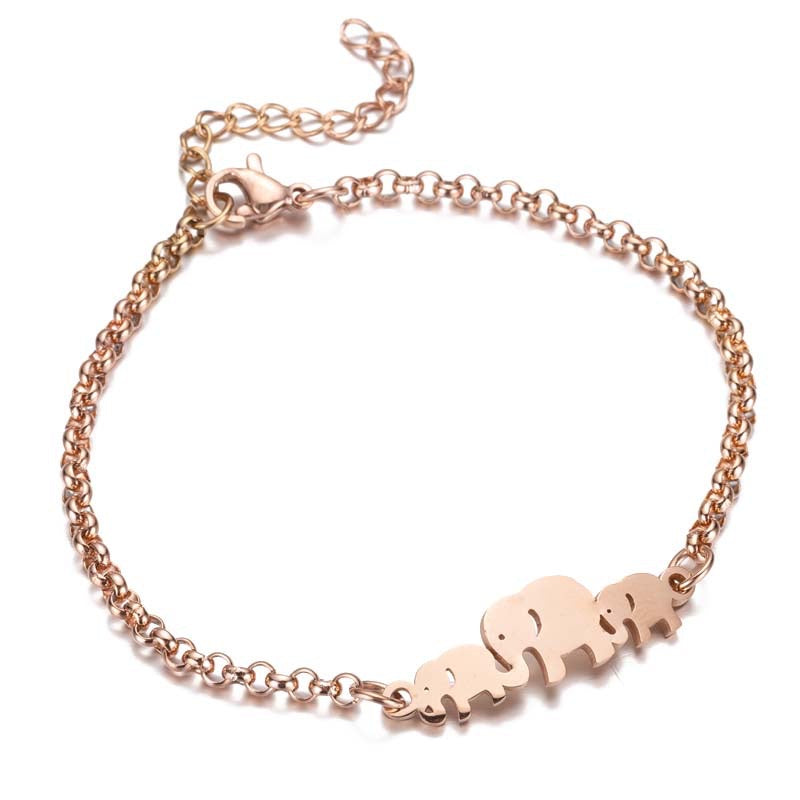 Bracelet 3 Éléphants - Acier Inoxydable - Mignon
