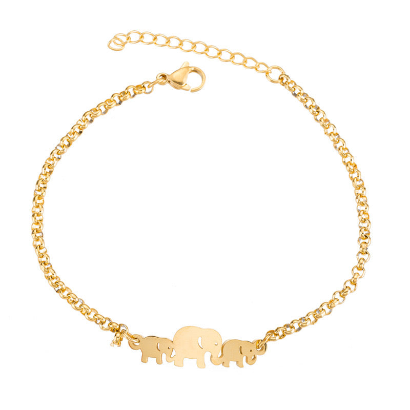 Bracelet 3 Éléphants - Acier Inoxydable - Mignon