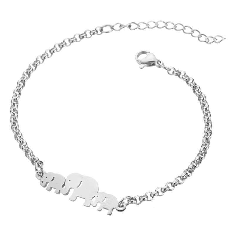 Bracelet 3 Éléphants - Acier Inoxydable - Mignon