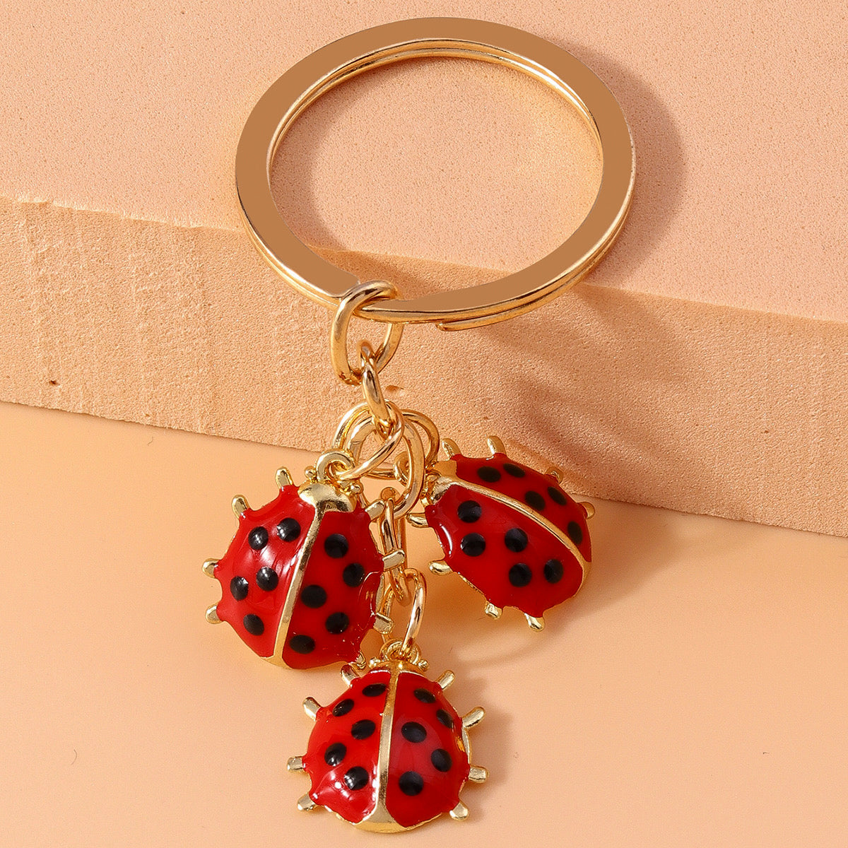 Porte Clés - Coccinelle Fleur - Coléoptères - Métal - Pendentif Sac Kawaii Mignon