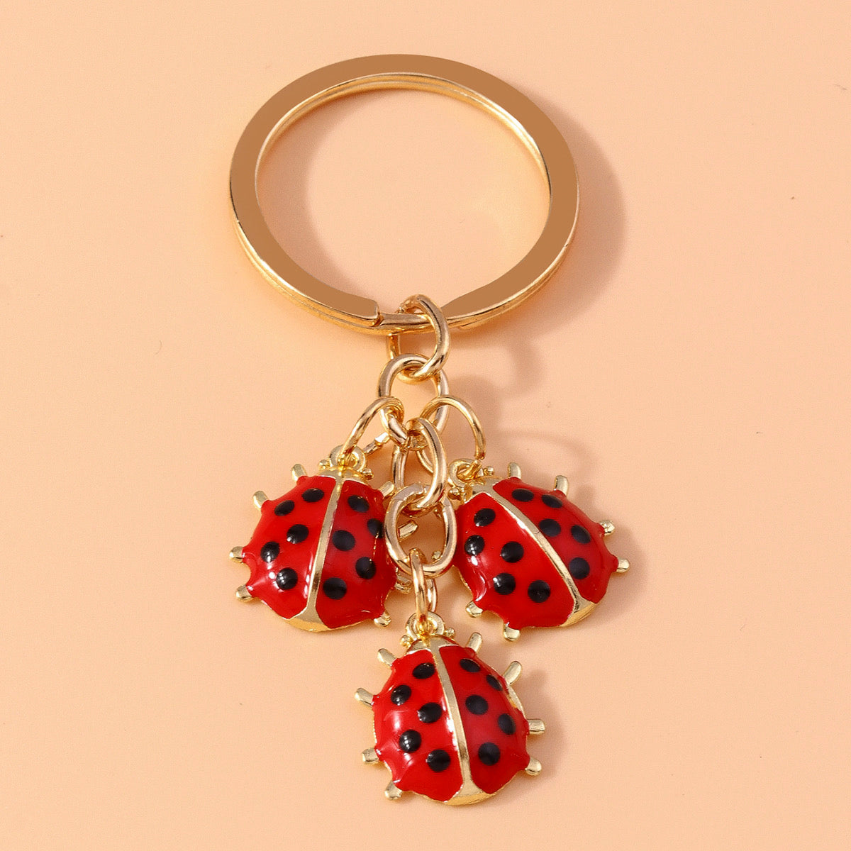 Porte Clés - Coccinelle Fleur - Coléoptères - Métal - Pendentif Sac Kawaii Mignon