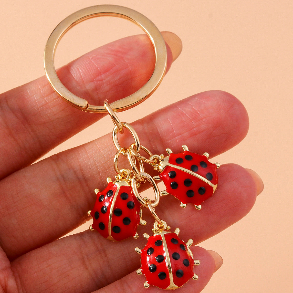 Porte Clés - Coccinelle Fleur - Coléoptères - Métal - Pendentif Sac Kawaii Mignon