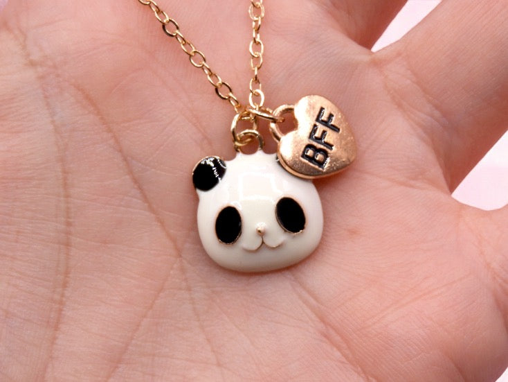 Lot de 2 Colliers D'amitié - Panda - BFF - Best Friends Forever - Fantaisie - Pendentif Panda Doré