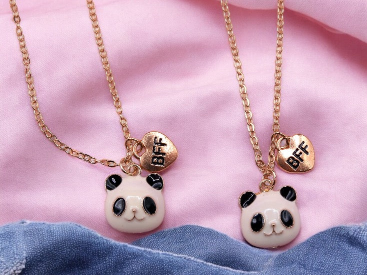 Lot de 2 Colliers D'amitié - Panda - BFF - Best Friends Forever - Fantaisie - Pendentif Panda Doré