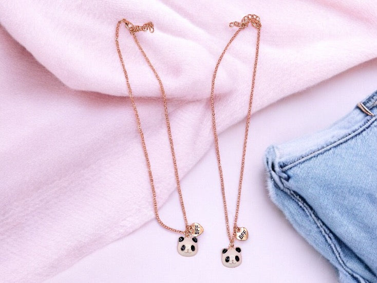 Lot de 2 Colliers D'amitié - Panda - BFF - Best Friends Forever - Fantaisie - Pendentif Panda Doré