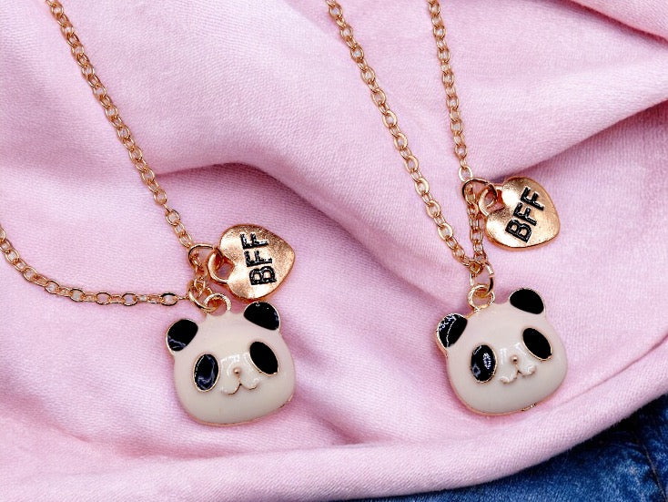 Lot de 2 Colliers D'amitié - Panda - BFF - Best Friends Forever - Fantaisie - Pendentif Panda Doré
