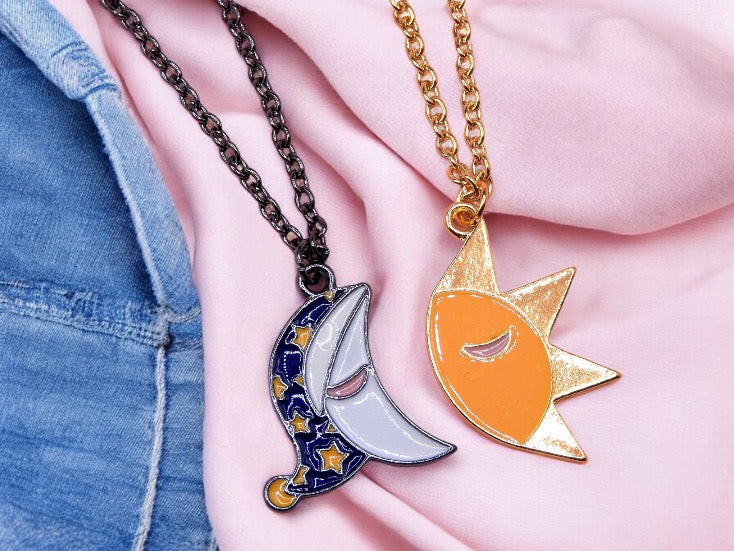 Lot de 2 Colliers D'amitié - Lune Soleil - BFF - Best Friends Forever - Pendentif - Mignon