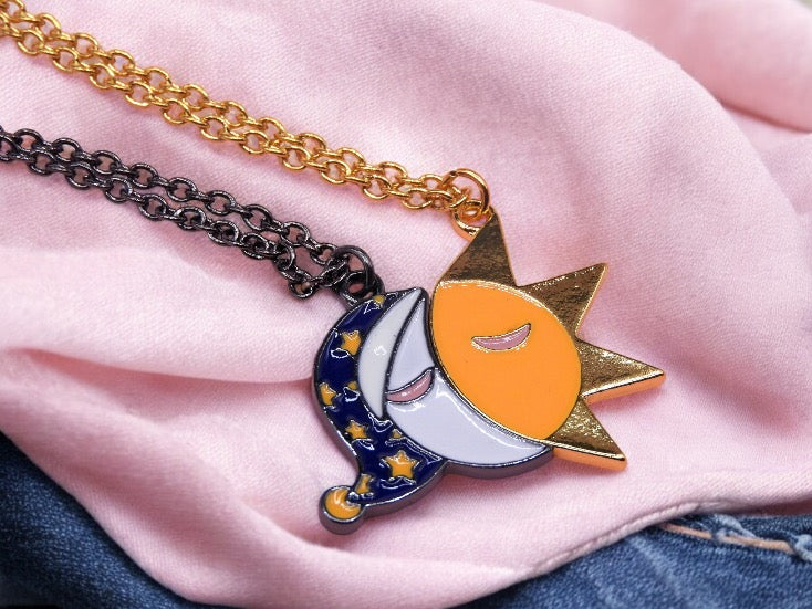 Lot de 2 Colliers D'amitié - Lune Soleil - BFF - Best Friends Forever - Pendentif - Mignon