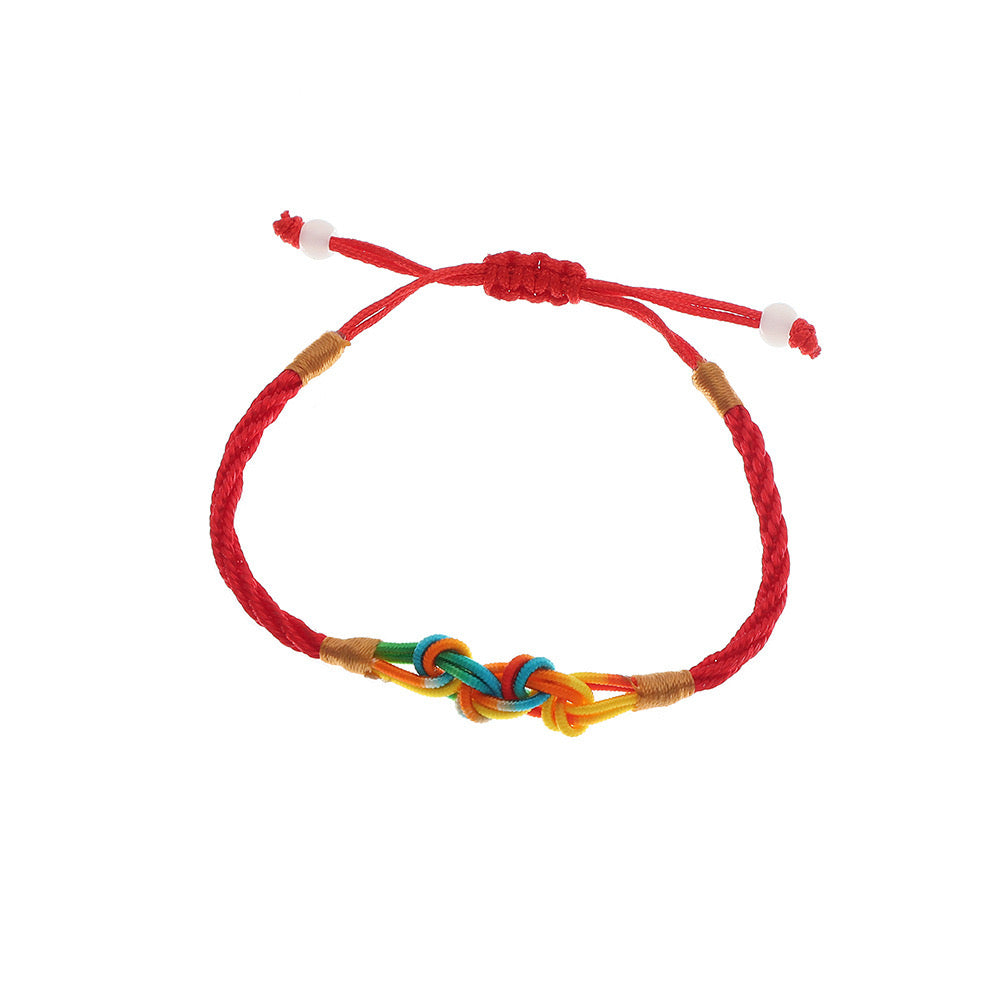 Bracelet Cordon Réglable - Infini Multicouleur - Cordon Rouge