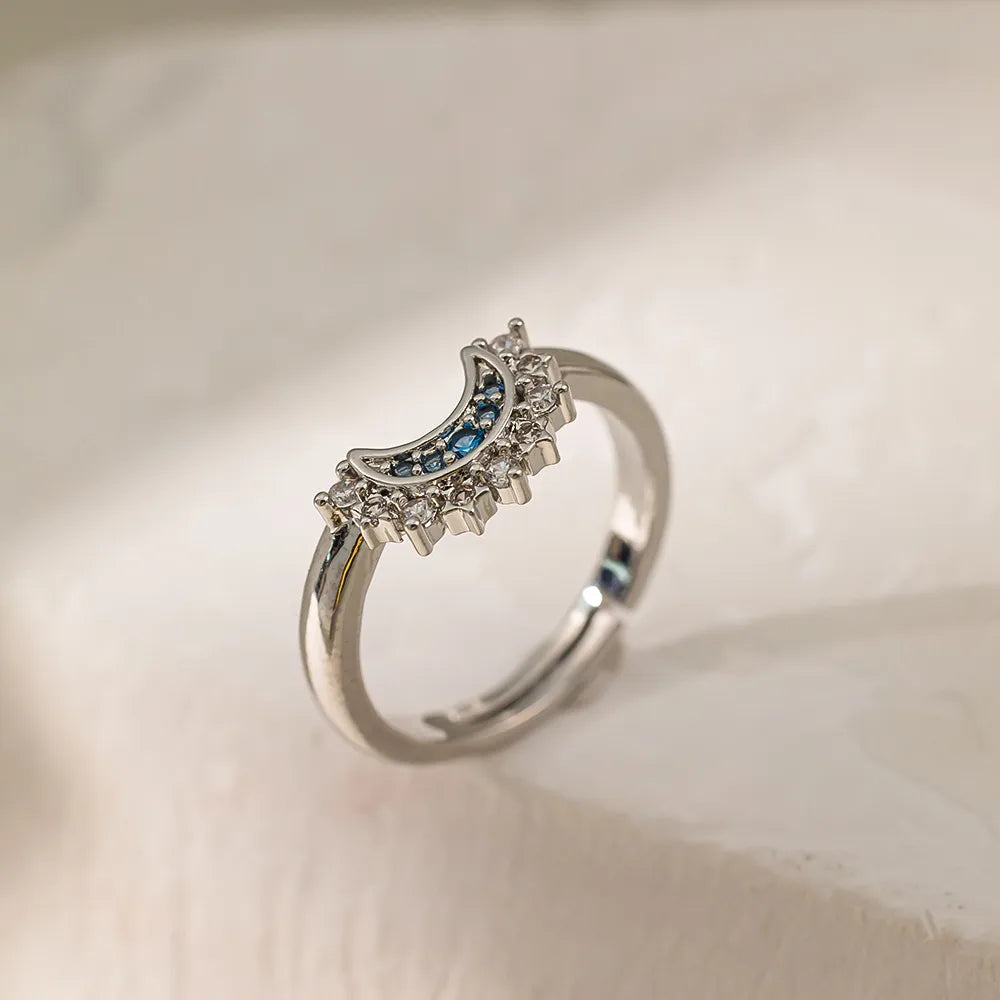 Lot de 2 Anneaux Réglable ou colliers pour Adultes - Bagues ou Colliers - Lune Soleil Strass - BFF - Couple Amoureux Amitié - Cuivre Plaqué Or 18K