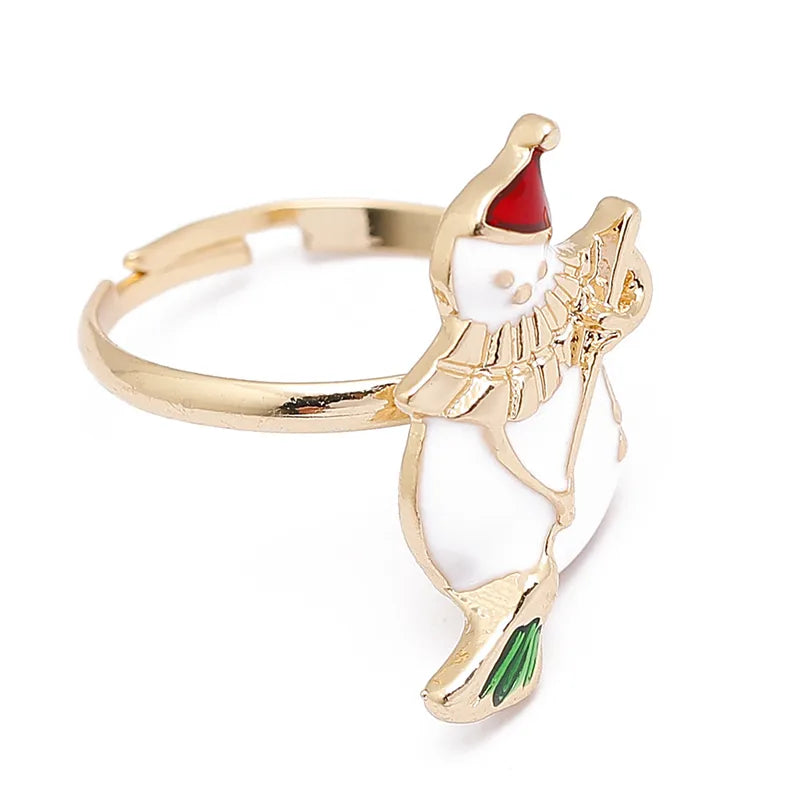 Bague Noël - Taille Ajustable pour Adulte - Père Noel Sapin Bonhomme Neige Etoile Renne Botte