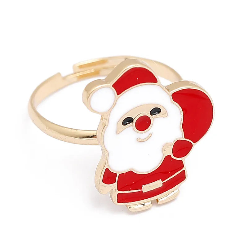Bague Noël - Taille Ajustable pour Adulte - Père Noel Sapin Bonhomme Neige Etoile Renne Botte