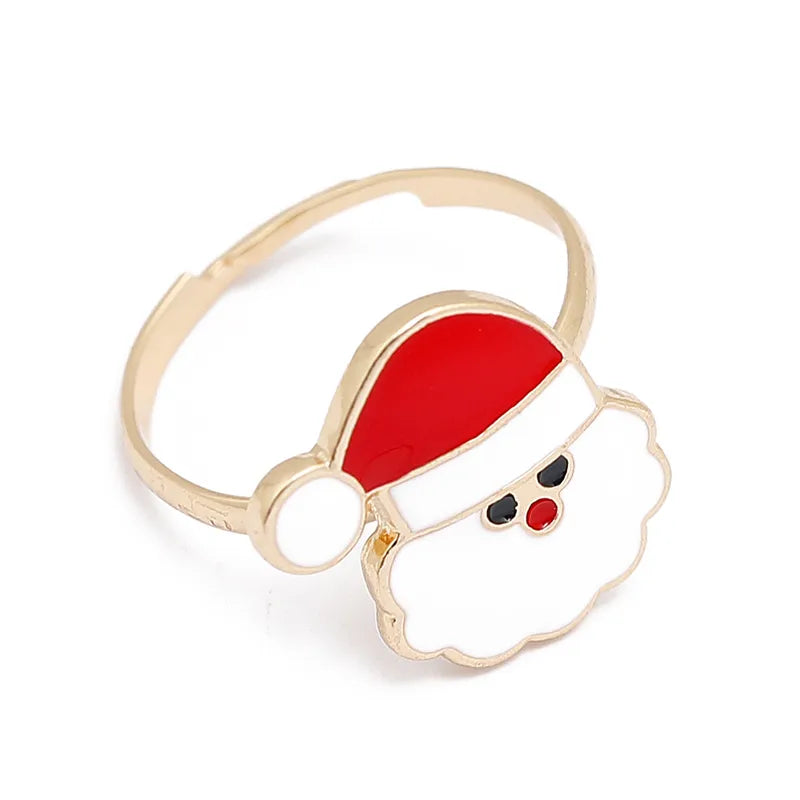 Bague Noël - Taille Ajustable pour Adulte - Père Noel Sapin Bonhomme Neige Etoile Renne Botte