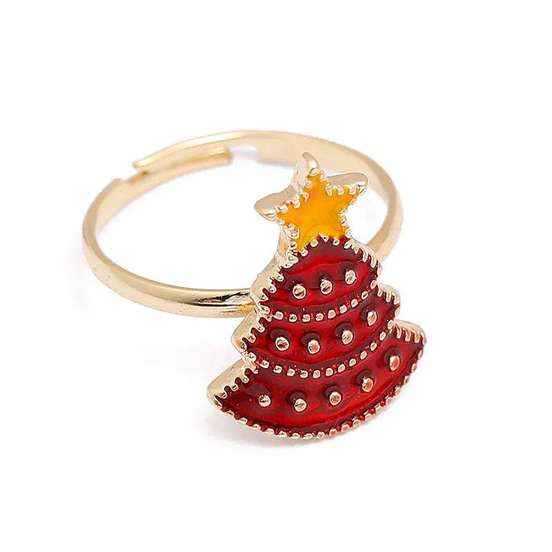 Bague Noël - Taille Ajustable pour Adulte - Père Noel Sapin Bonhomme Neige Etoile Renne Botte