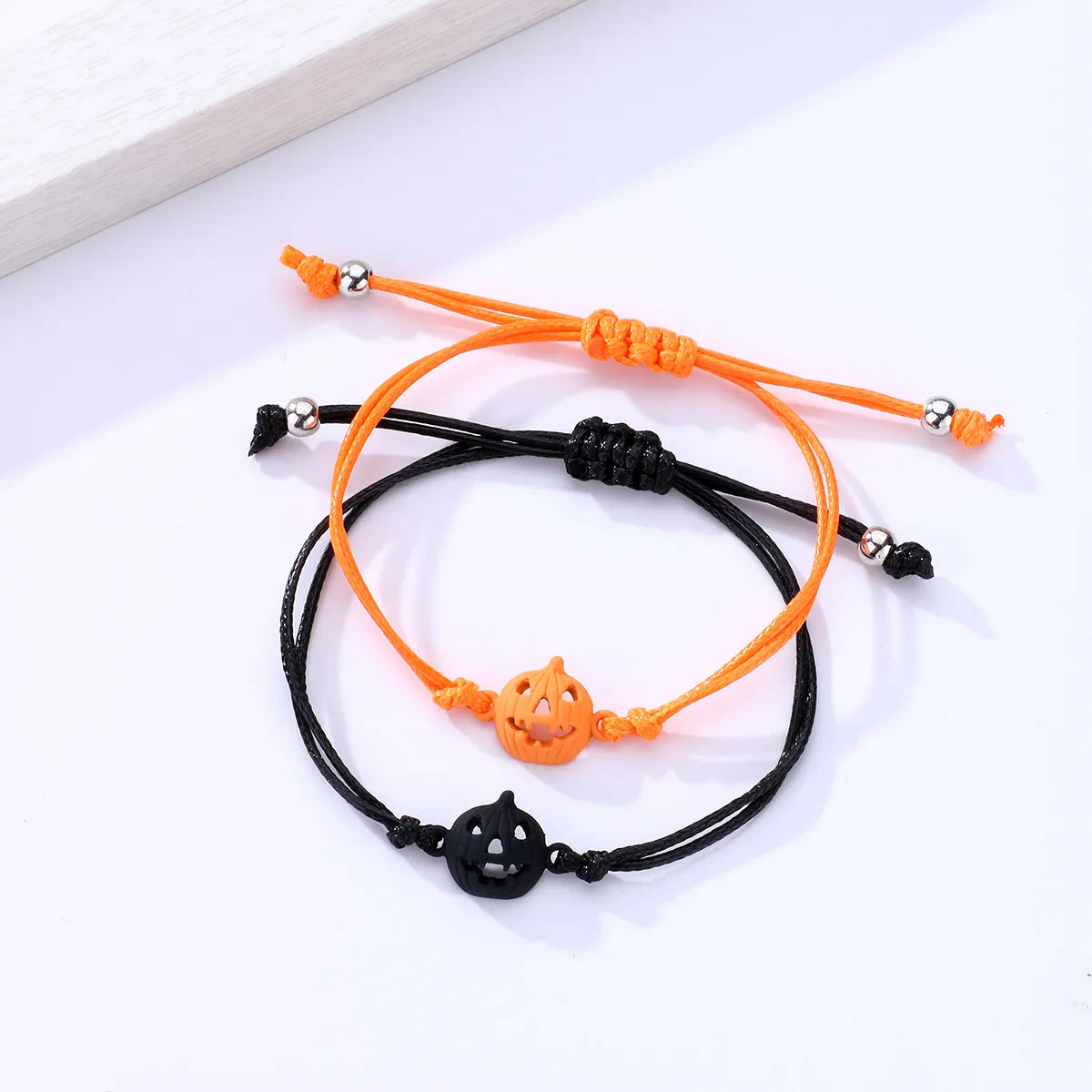 Lot de 2 Bracelets D'amitié Cordon Réglable avec Carte - Citrouille Effrayante - BFF - Best Friends Forever - Fantaisie - Halloween