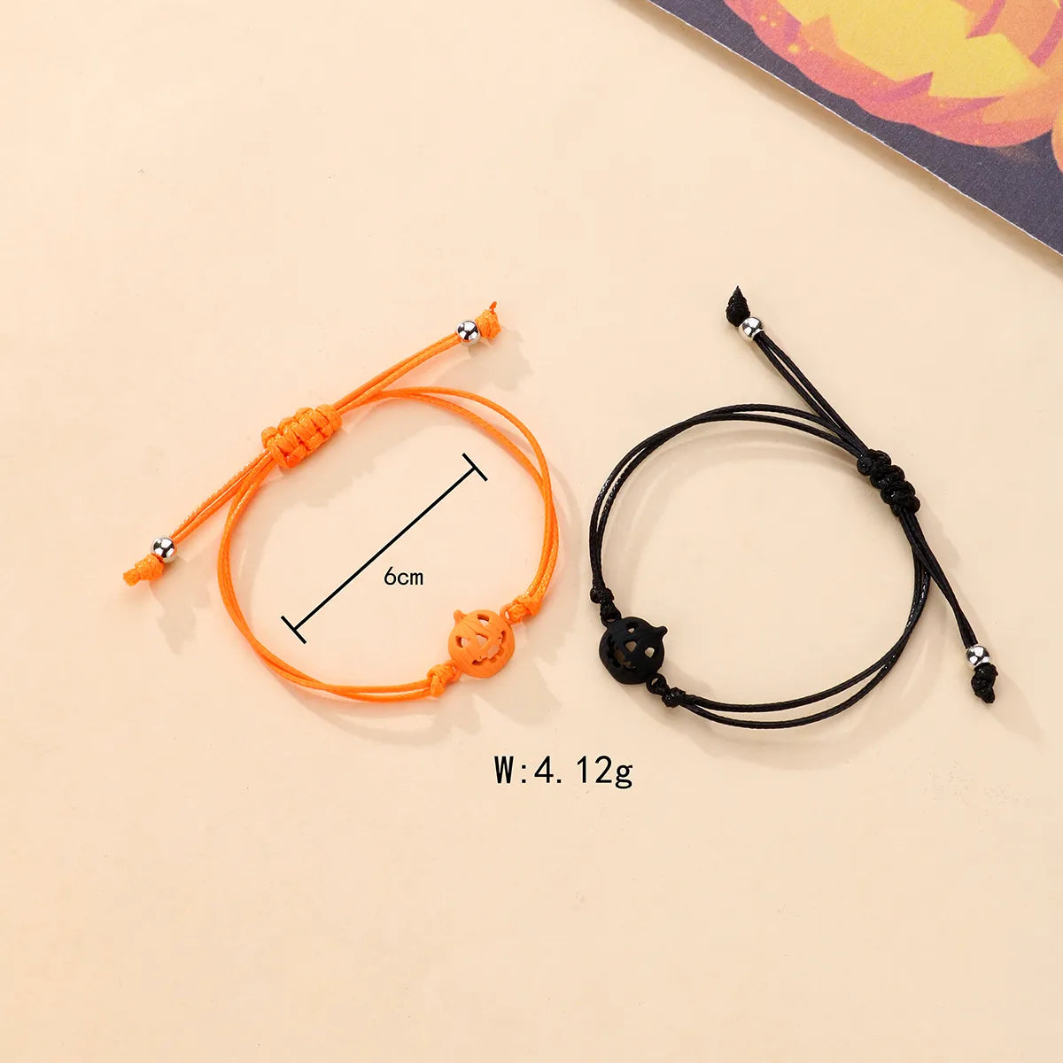 Lot de 2 Bracelets D'amitié Cordon Réglable avec Carte - Citrouille Effrayante - BFF - Best Friends Forever - Fantaisie - Halloween