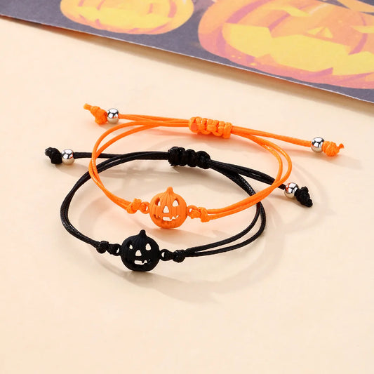 Lot de 2 Bracelets D'amitié Cordon Réglable avec Carte - Citrouille Effrayante - BFF - Best Friends Forever - Fantaisie - Halloween
