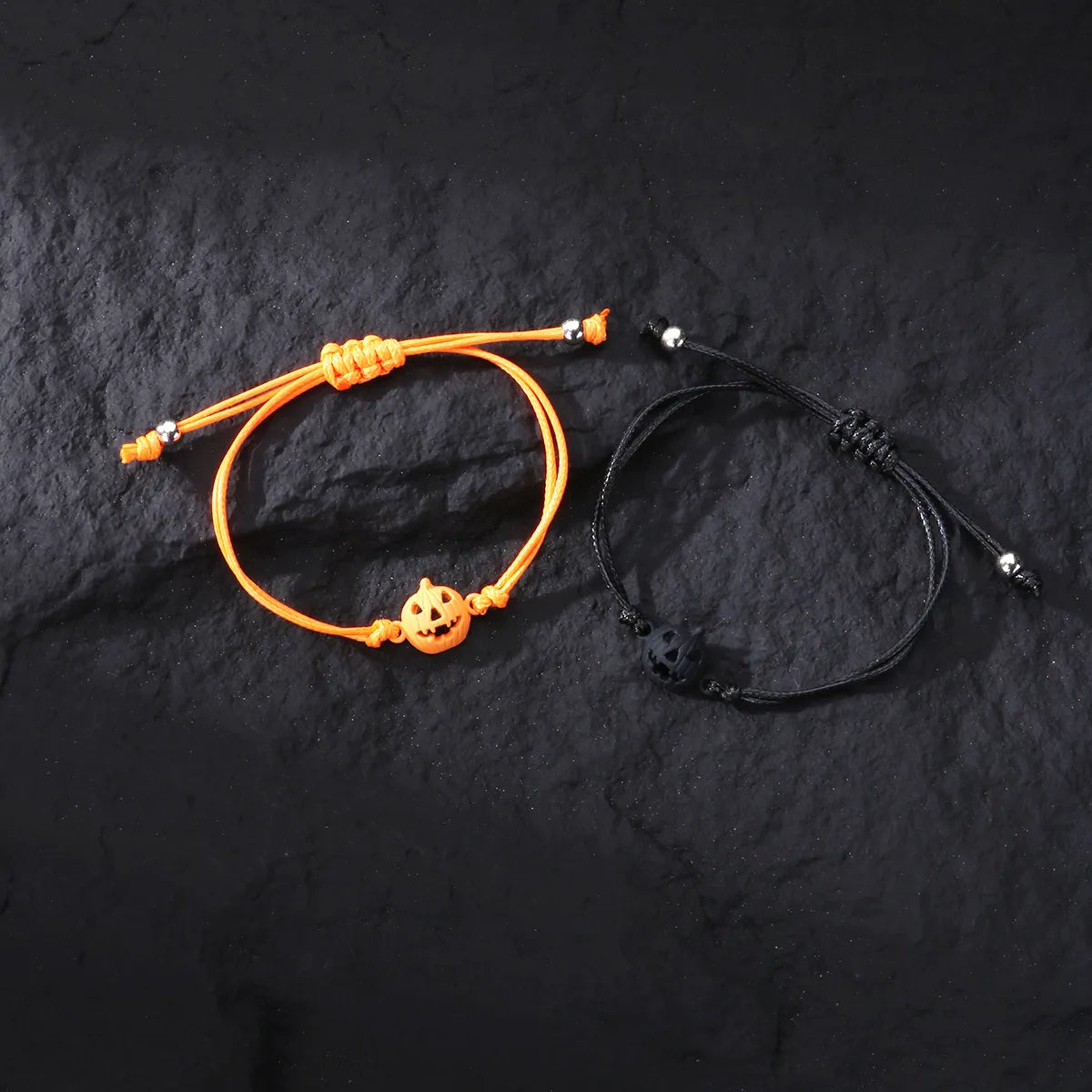 Lot de 2 Bracelets D'amitié Cordon Réglable avec Carte - Citrouille Effrayante - BFF - Best Friends Forever - Fantaisie - Halloween