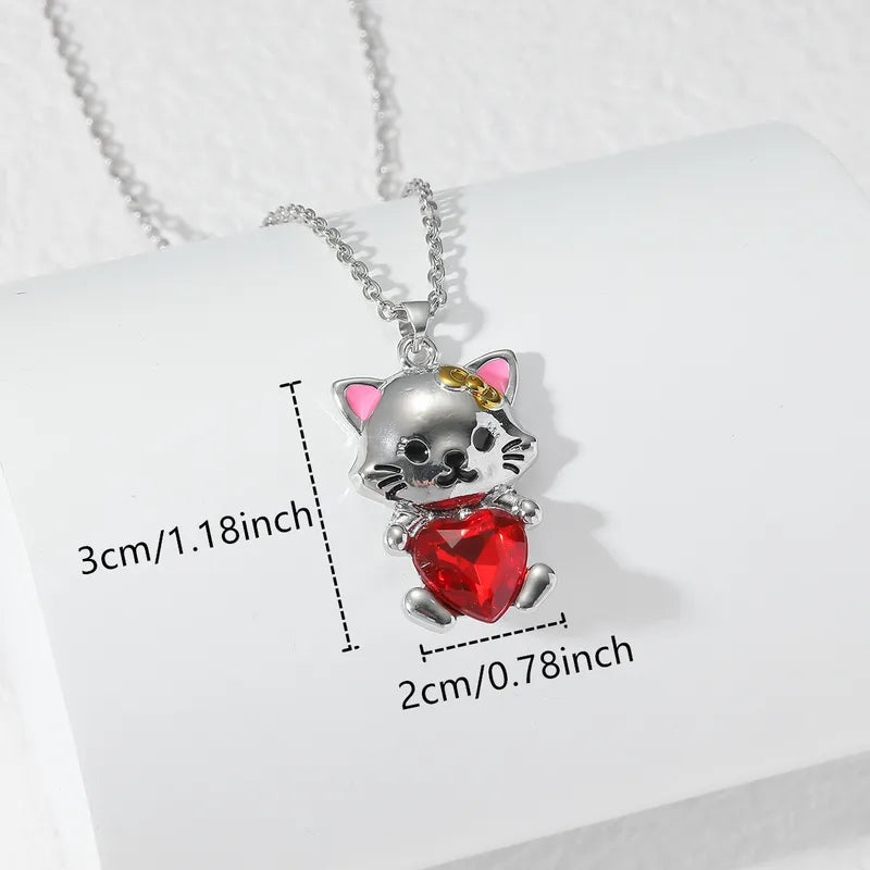 Collier Pendentif - Chat Lapin Axolotl - Strass Zircon - Pendentif - Fantaisie - Alliage Argenté