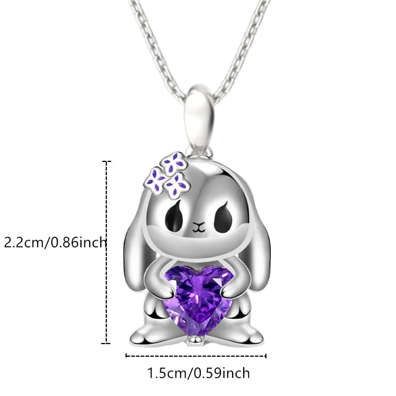 Collier Pendentif - Chat Lapin Axolotl - Strass Zircon - Pendentif - Fantaisie - Alliage Argenté
