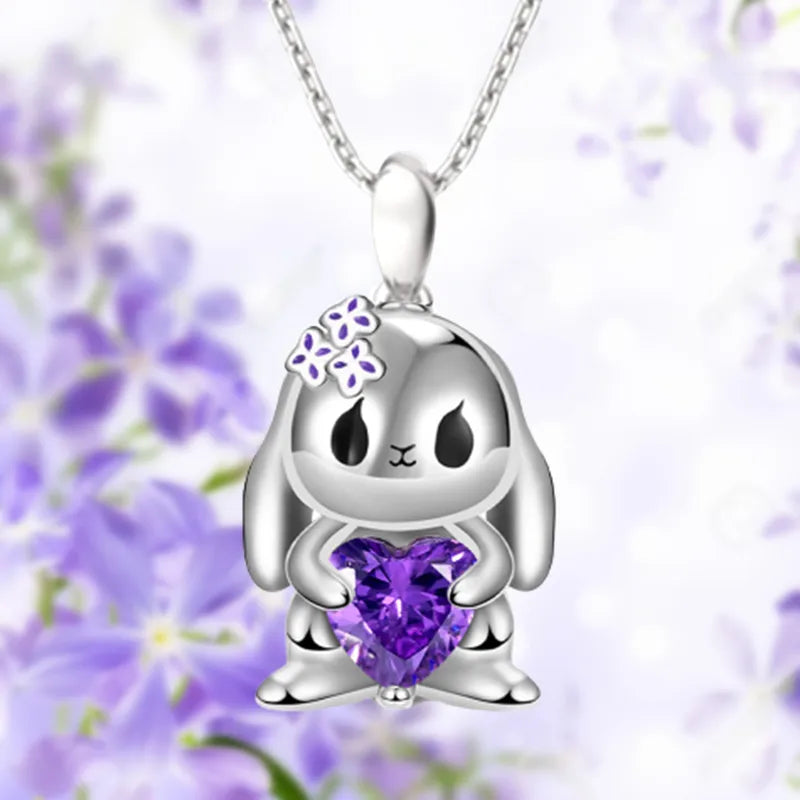 Collier Pendentif - Chat Lapin Axolotl - Strass Zircon - Pendentif - Fantaisie - Alliage Argenté