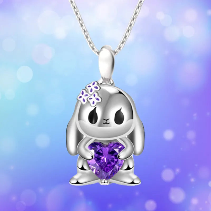 Collier Pendentif - Chat Lapin Axolotl - Strass Zircon - Pendentif - Fantaisie - Alliage Argenté