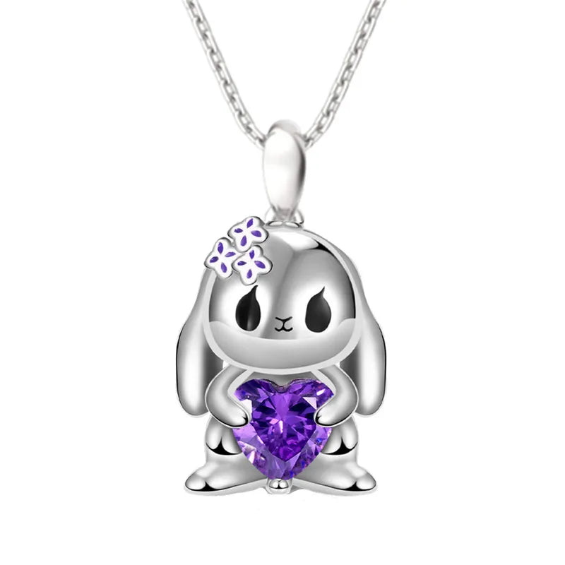 Collier Pendentif - Chat Lapin Axolotl - Strass Zircon - Pendentif - Fantaisie - Alliage Argenté