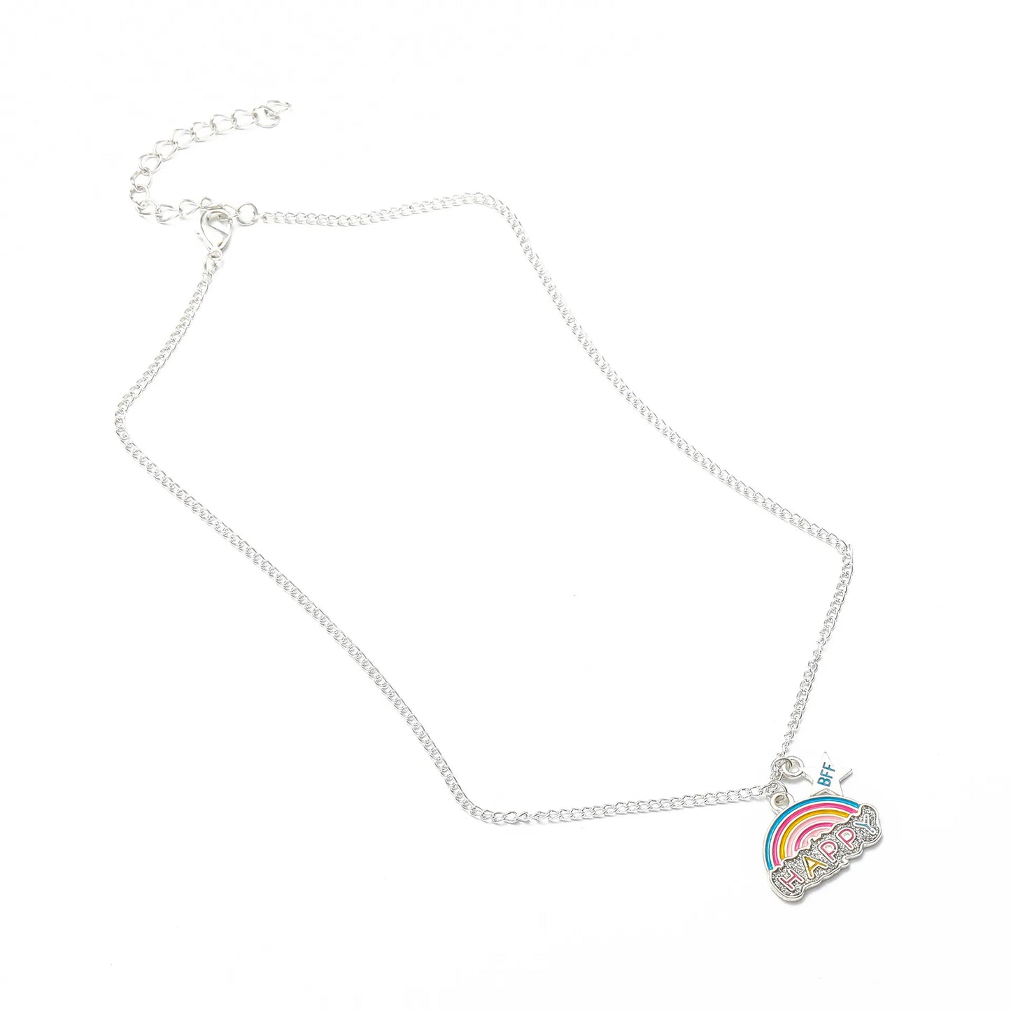 Set of 2 Rainbow Clouds Friendship Necklace Chains - BFF Best Friends Forever Lovers or Couple - Fantasy - Pendant