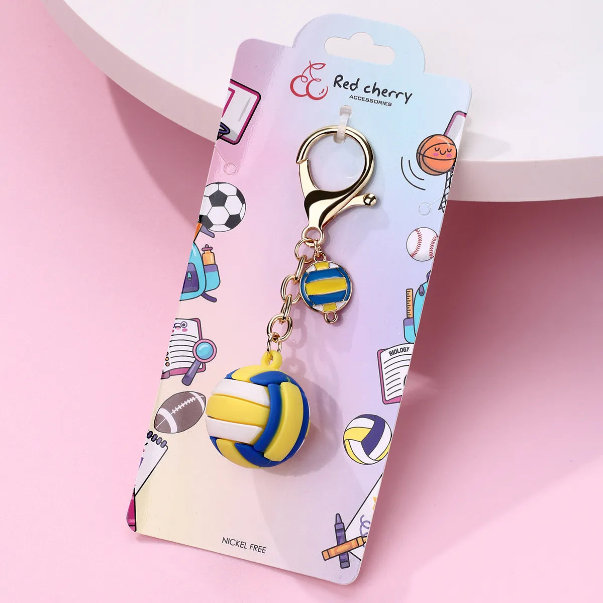 Porte Clés avec Carte - Ballons de Sport - Silicone - Pendentif Sac Kawaii Mignon Fun