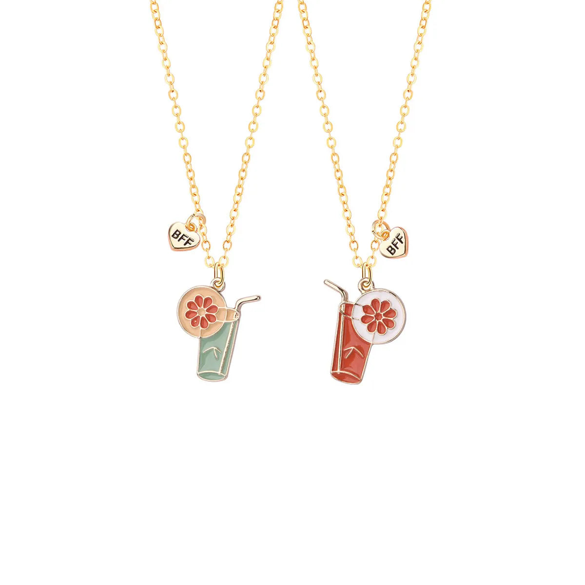 Lot de 2 Colliers D'amitié - Vacances Cocktail Sirop - BFF - Best Friends Forever - Pendentif