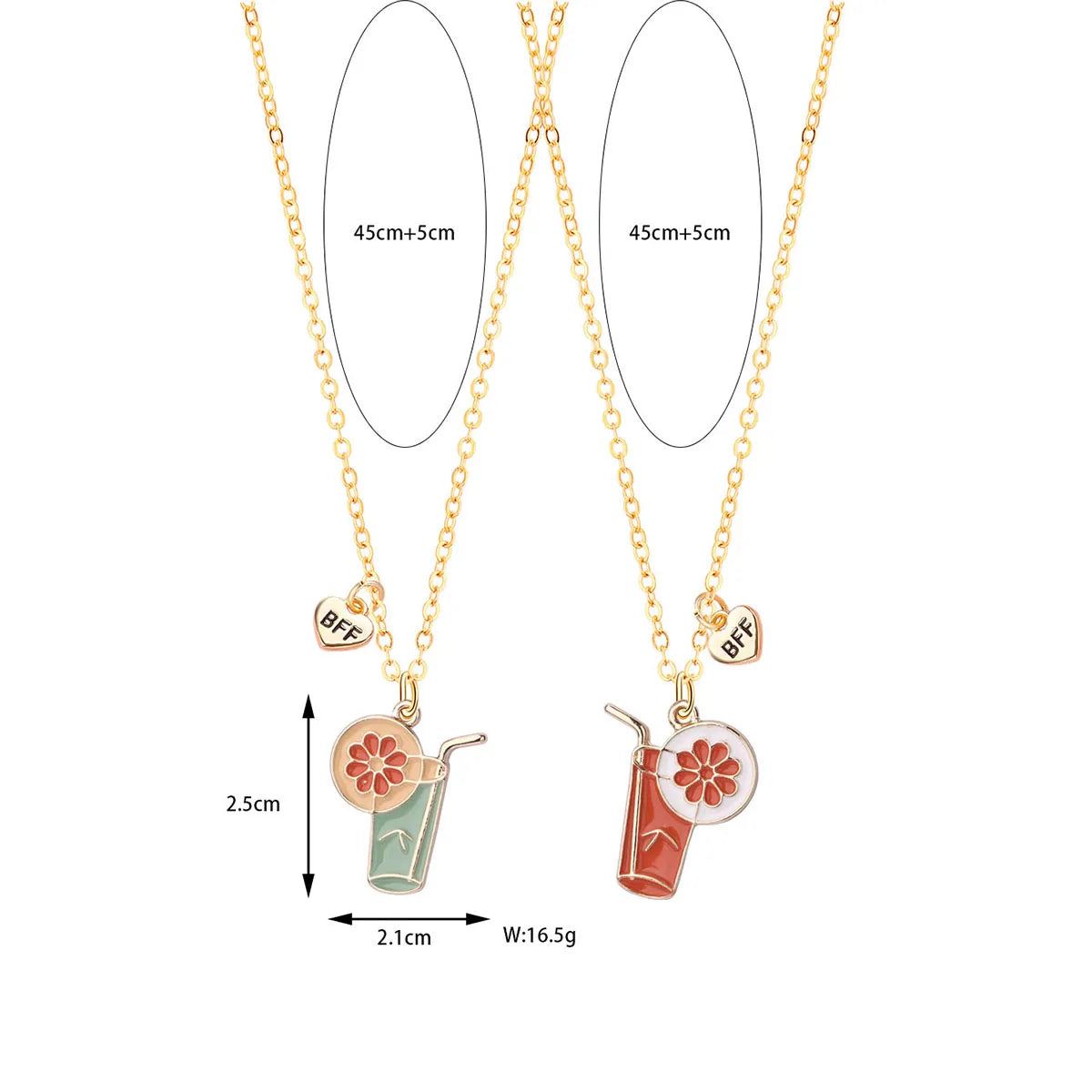 Lot de 2 Colliers D'amitié - Vacances Cocktail Sirop - BFF - Best Friends Forever - Pendentif