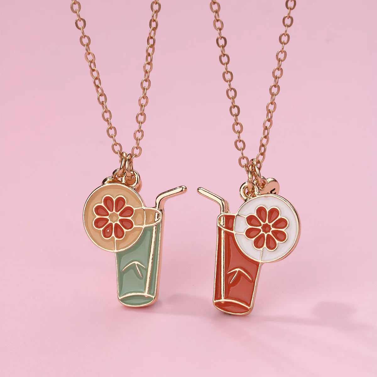 Lot de 2 Colliers D'amitié - Vacances Cocktail Sirop - BFF - Best Friends Forever - Pendentif
