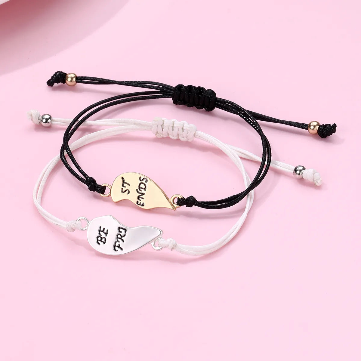 Set of 2 Adjustable Cord Bracelets Best Friends Ying Yang - BFF Best Friends - Fantasy - Magnetic Pendant - Lovers - Couple