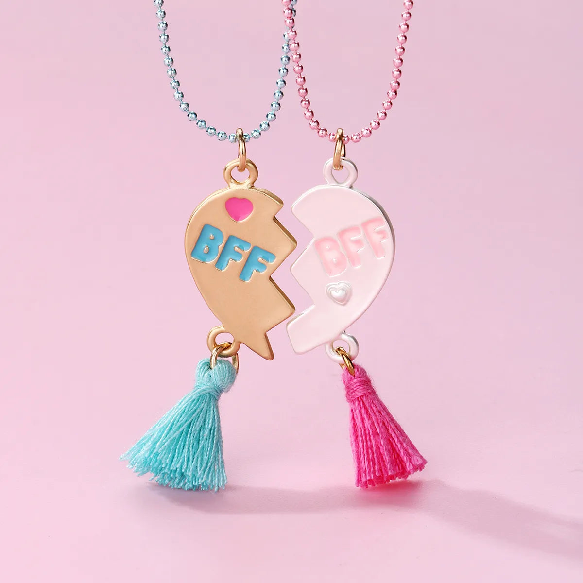Lot de 2 Colliers D'amitié - Coeur Pompon - BFF - Best Friends Forever - Amitié - Cœur - Mignon