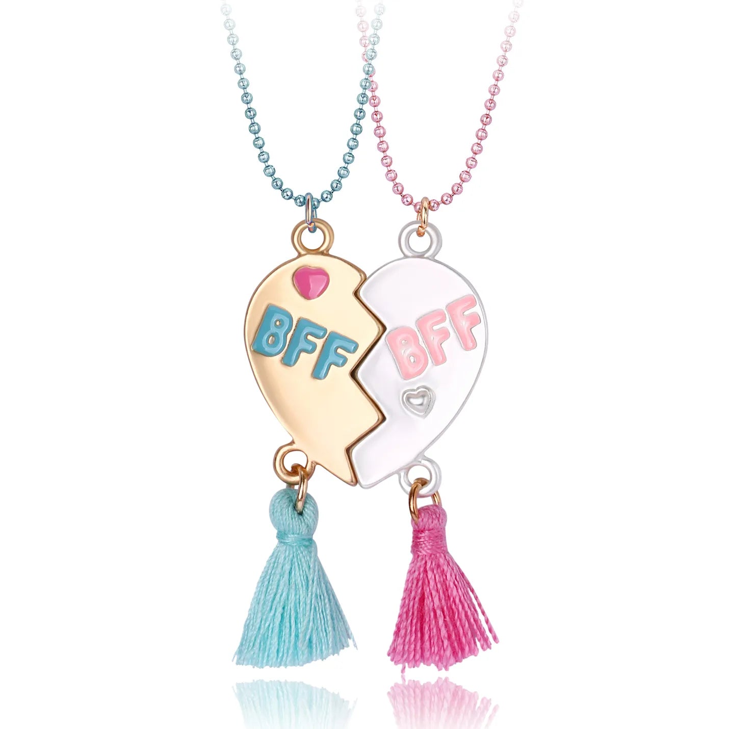 Lot de 2 Colliers D'amitié - Coeur Pompon - BFF - Best Friends Forever - Amitié - Cœur - Mignon