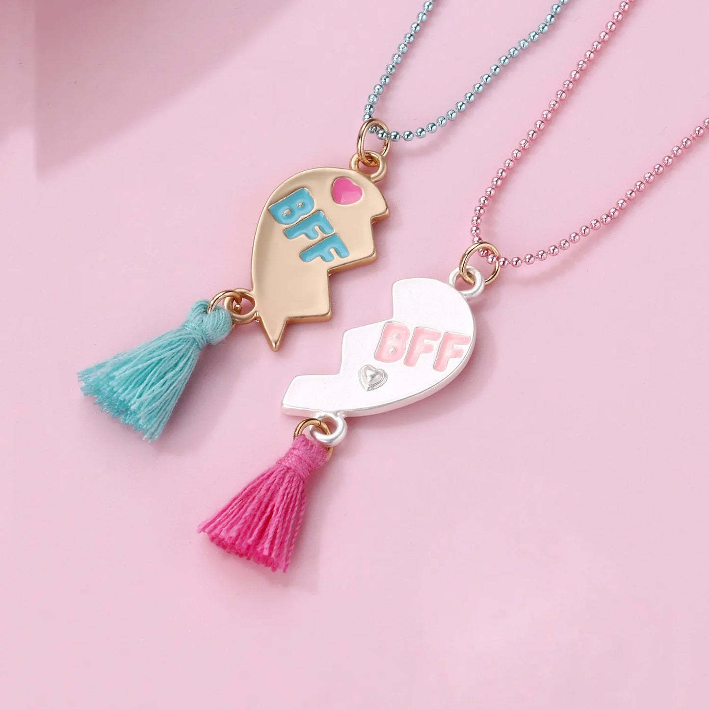 Lot de 2 Colliers D'amitié - Coeur Pompon - BFF - Best Friends Forever - Amitié - Cœur - Mignon