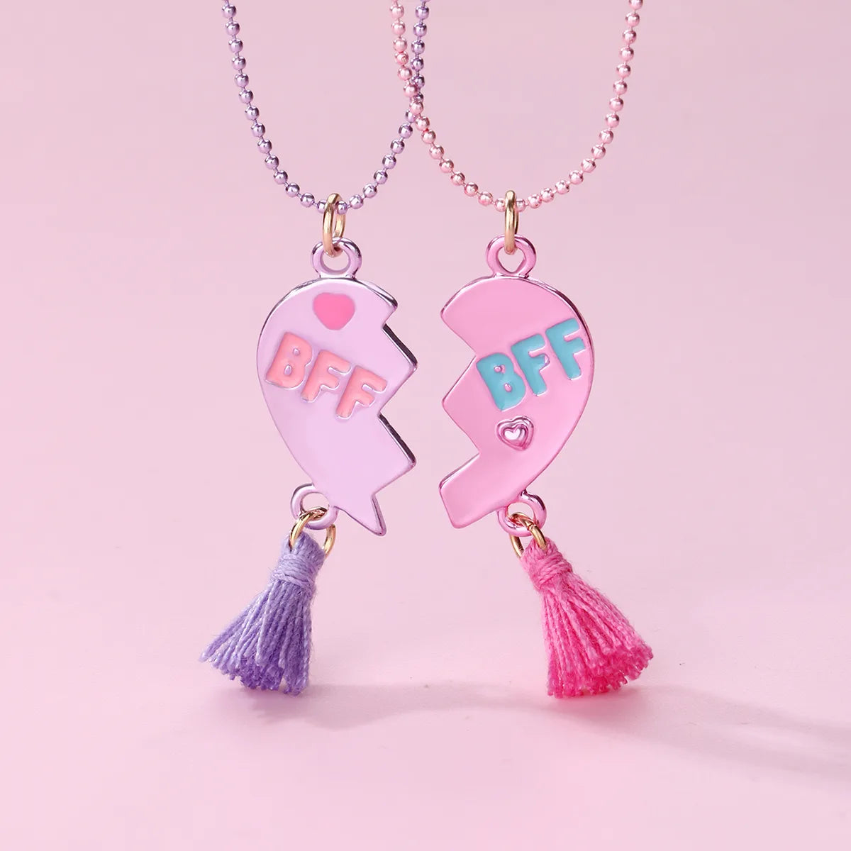 Lot de 2 Colliers D'amitié - Coeur Pompon - BFF - Best Friends Forever - Amitié - Cœur - Mignon