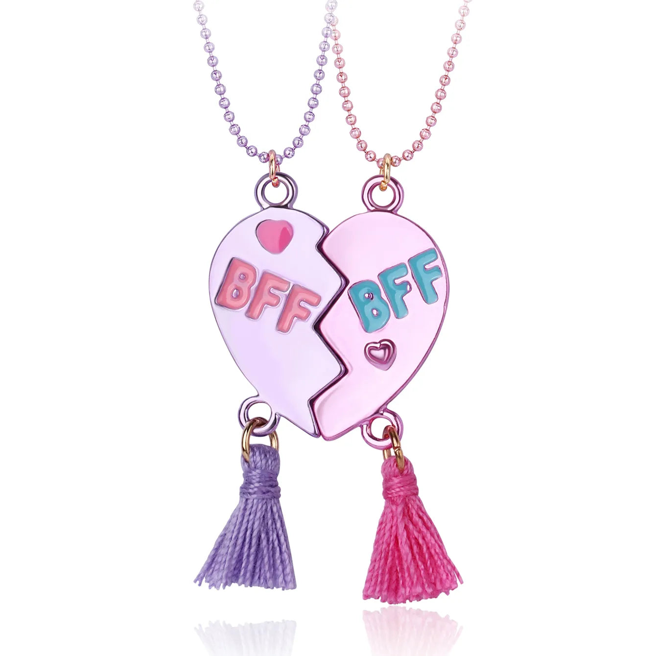 Lot de 2 Colliers D'amitié - Coeur Pompon - BFF - Best Friends Forever - Amitié - Cœur - Mignon